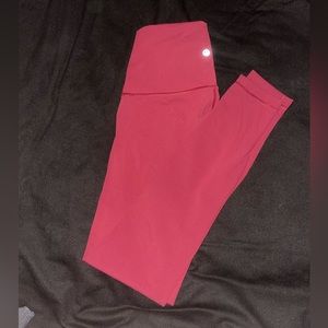 EUC Lululemon Wunder Under HR Tight 28” Dusty Red Color, size 6
